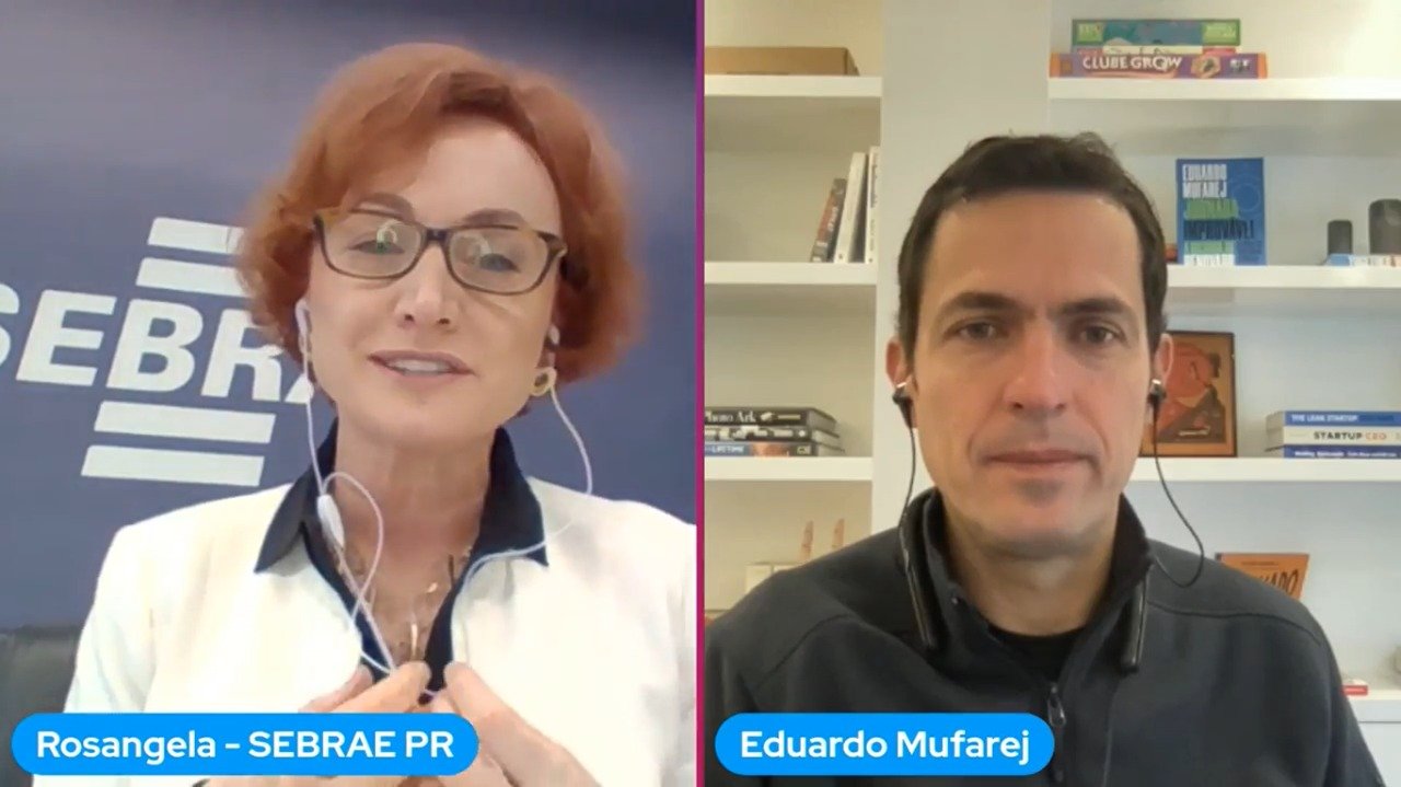 Rosangela Angonese e Eduardo Mufarej, idealizador da RenovaBR, durante painel sobre formação de novos líderes políticos