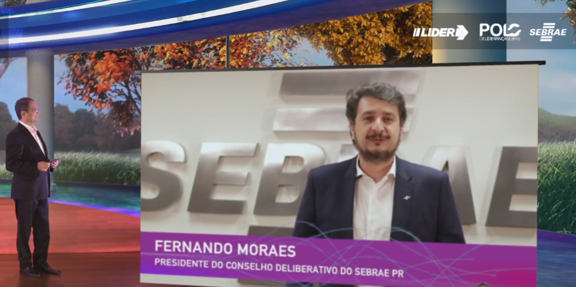 Fernando Moraes, presidente do CDE do Sebrae/PR, na abertura do evento digital